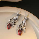 DARK STYLE PERSONALITY CLAW CROSS HEART EARRINGS_CWAJE1864