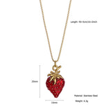 ENAMEL HEART NECKLACE WITH STRAWBERRY CHARM_CWMM8869