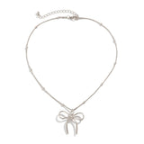 HOT SELLING BLACK BOW BEADED NECKLACE_CWAJE1171