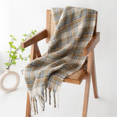 FUZZY PLAID SCARF SOFT TASSEL WRAP FOR WOMEN_CWASC1008