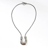 IRREGULAR HORSESHOE PENDANT LEATHER NECKLACE_CWMM8863
