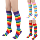 RAINBOW STRIPED MID LENGTH SOCKS KNEE LENGTH SOCKS_CWMS0310