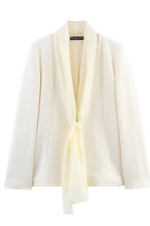 Cwsbsl0168_Spring Thin Scarf Lapel Suit Jacket + Pants Set