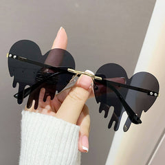Water Drops Heart Tears Frameless Cut Edge Glasses_Cwasg0350