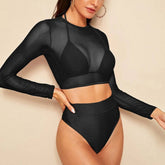 LONG SLEEVE COVER UP BIKINI SET HIGH WAIST SWIMSU_CWMW0190