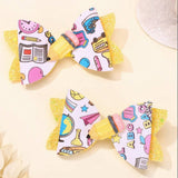 Glitter Donut Bow Hair Clip For Baby Girls