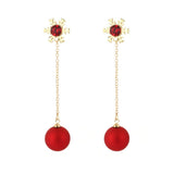 CHRISTMAS SNOWFLAKE RED PEARL EARRINGS_CWAJE1838