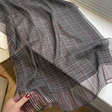 PLAID SHINE SILK SCARF LONG BLEND SPRING WRAP_CWASC0616