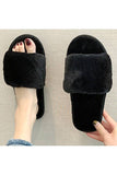 OPEN TOE FLAT FLUFFY WARM INDOOR COZY SLIPPERS_CWSHS171