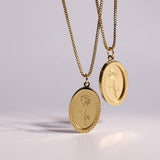 STAINLESS STEEL VINTAGE ROSE PENDANT NECKLACE_CWMM3777