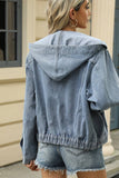 Cwjt00080_Washed Loose Casual Hooded Denim Jacket Top