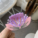 LOTUS FLOWER ACETATE HAIR CLAW RHINESTONE CUTE_CWAHA2159