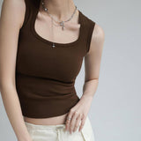 PURE COTTON VEST BOTTOMING CAMISOLE BASIC TANK TOP_CWTTK0793