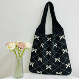 Cwab4567_Bow Knit Large Capacity Tote Bag