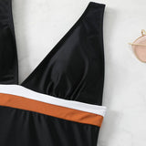 SEXY V NECK ADJUSTABLE LACE UP ONE PIECE SWIMSUIT_CWMW0628