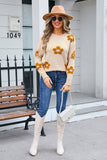 Womens Floral Personality Plus-Size Sweater