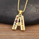 26 LETTERS COPPER ZIRCONIA PENDANT NECKLACE_CWMM5873