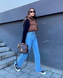 Solid-Color Short Zipper Stand-Up Collar Vest