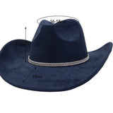 SUEDE DENIM COWBOY FEDORA HAT WESTERN ETHNIC STYLE_CWAH04394