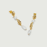 Trendy Irregular White Pearl Earrings 18K Gold