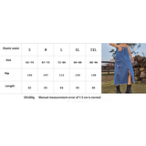 Wome Casual Denim Midi Skirt Elastic Waist_Cwjsk0204