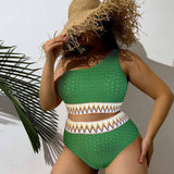 SEXY STRIPED PLUS SIZE SPLIT BIKINI SWIMSUIT_CWMW0212