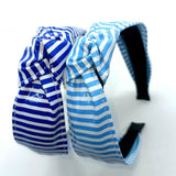 NAVY STRIPE WIDE KNOT PU LEATHER HEADBAND_CWAHA6327