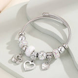 DIY HEART CHARM SILVER JINGLE BRACELET_CWMM8623