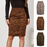LEOPARD SUEDE SKIRT SEXY PRINTED MIDI SKIRT_CWBSS0385
