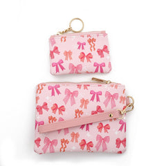 Womens Leather Coin Wallet With Bow And Wristlet_Cuab00436