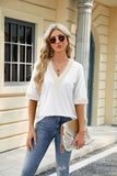 V Neck Lace Stitching Solid Color Loose Top_Cwtsts0187