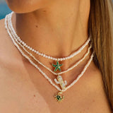 CACTUS PEARL BEADED CHOKER SWEET LUXE NECKLACE_CWAJE4613