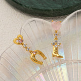 BOW HORSESHOE BOOT ZIRCON 18K GOLD STUD EARRINGS_CWAJE5069