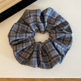 Blue Plaid Scrunchie Soft Gentle Fabric Tie_Cwaha08189
