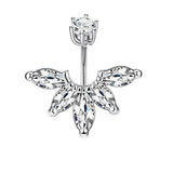 NEW ANGEL WINGS CZ BELLY RING WITH PRONG SETTING_CWMM9242