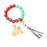 Western New Tassel Bracelet Bull Head Keychain_Cwmm1285