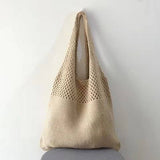 Cwab4568_Hollow Knit Large Capacity Shoulder Tote Bag