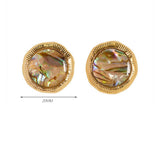 IRREGULAR GEOMETRIC ROUND ABALONE EARRINGS_CWMM4358