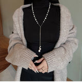 HIGH END ALL MATCH NATURAL PEARL SWEATER NECKLACE_CWAJE3893