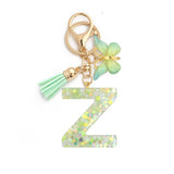 GREEN BUTTERFLY RESIN LETTER KEYCHAIN WITH GLITTER_CWAB5079