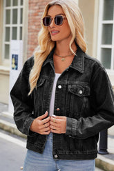 Women Washed Short Denim Jacket_Cwjj0101