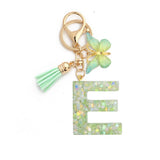 GREEN BUTTERFLY RESIN LETTER KEYCHAIN WITH GLITTER_CWAB5079