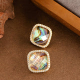 SQUARE ABALONE SHELL EARRINGS WITH DIAMONDS_CWMM4290