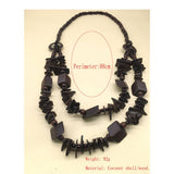 BOHEMIAN COCONUT SHELL FRAGMENT BEADED NECKLACE_CWMM4576