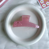 Pink Barbie Girl Hair Claw Alloy Letter Clip_Cwaha5761