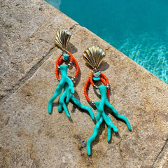 FASHION CORAL SHELL OCEAN EARRINGS STAINLESS_CWAJE4983