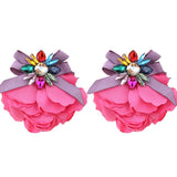 HANDMADE STARFISH FLORAL RHINESTONE EARRINGS_CWMM6177