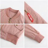 Solid Color Zipper Bomber Jacket