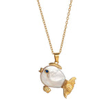 CLOWNFISH PEARL NECKLACE OCEAN KISS PENDANT_CWMM6971