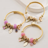 Trendy Stainless Steel Beaded Bee Charm Bracelet_Cwmm8606